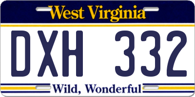 WV license plate DXH332