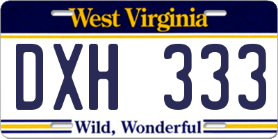 WV license plate DXH333
