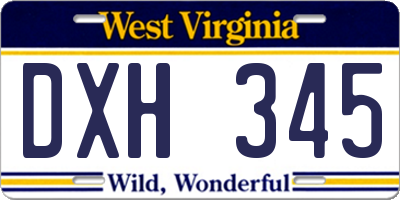 WV license plate DXH345