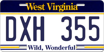 WV license plate DXH355
