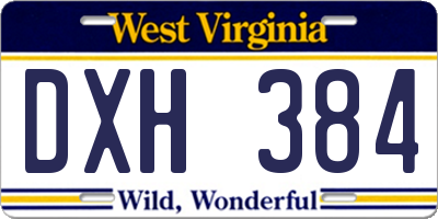 WV license plate DXH384