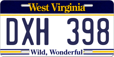 WV license plate DXH398
