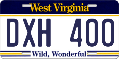 WV license plate DXH400