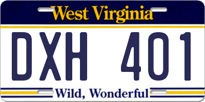 WV license plate DXH401
