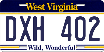 WV license plate DXH402
