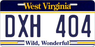 WV license plate DXH404
