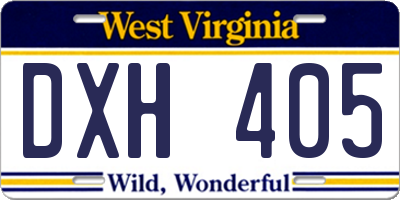 WV license plate DXH405