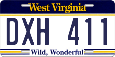 WV license plate DXH411