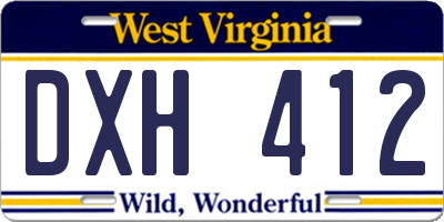 WV license plate DXH412