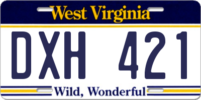 WV license plate DXH421