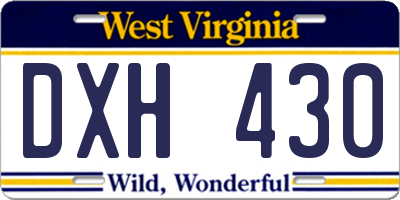 WV license plate DXH430