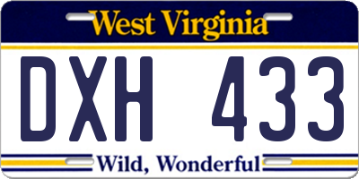 WV license plate DXH433
