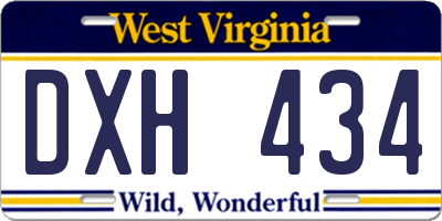 WV license plate DXH434
