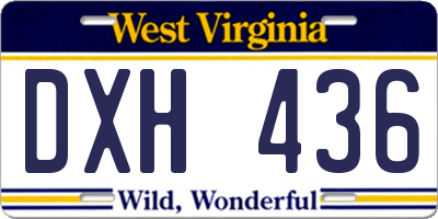 WV license plate DXH436
