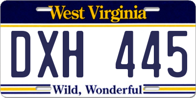 WV license plate DXH445