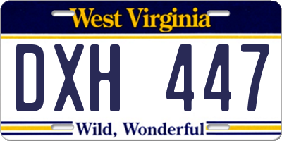 WV license plate DXH447