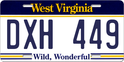 WV license plate DXH449