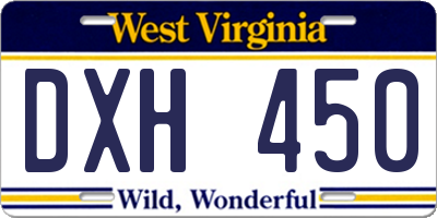 WV license plate DXH450