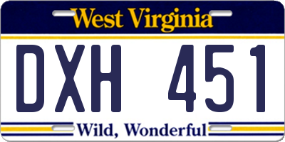 WV license plate DXH451