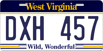 WV license plate DXH457