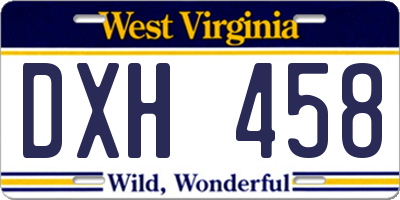 WV license plate DXH458