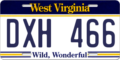 WV license plate DXH466