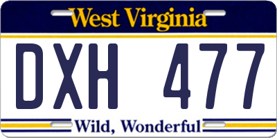 WV license plate DXH477