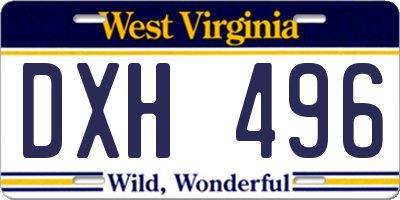 WV license plate DXH496