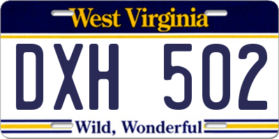 WV license plate DXH502