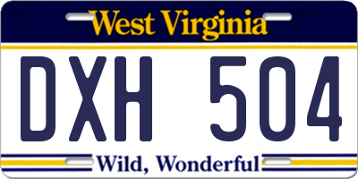 WV license plate DXH504