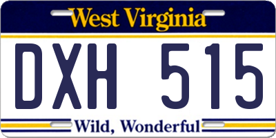 WV license plate DXH515