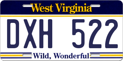 WV license plate DXH522
