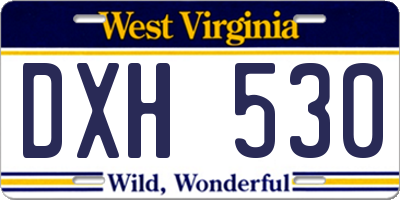 WV license plate DXH530