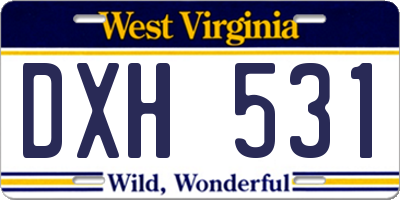 WV license plate DXH531