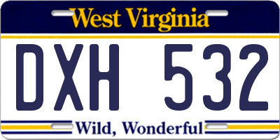 WV license plate DXH532