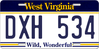 WV license plate DXH534