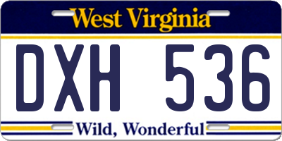 WV license plate DXH536