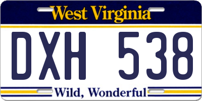 WV license plate DXH538