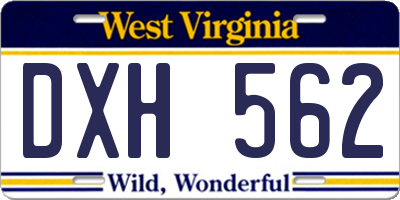 WV license plate DXH562