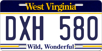 WV license plate DXH580