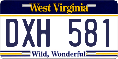 WV license plate DXH581