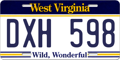WV license plate DXH598