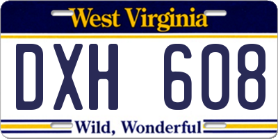 WV license plate DXH608
