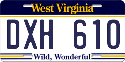 WV license plate DXH610