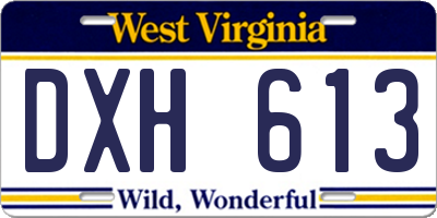 WV license plate DXH613