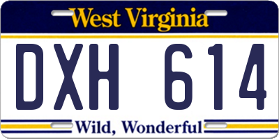 WV license plate DXH614