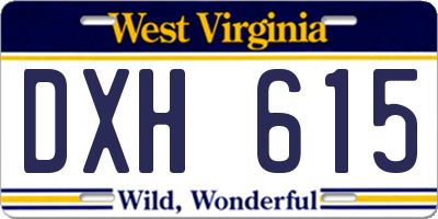 WV license plate DXH615