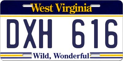 WV license plate DXH616