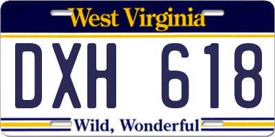 WV license plate DXH618