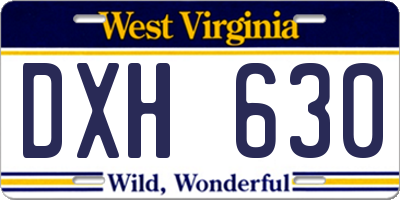 WV license plate DXH630